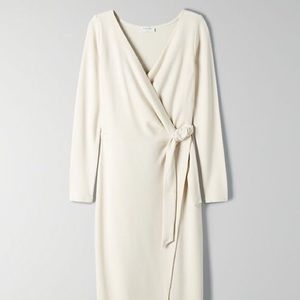 ARITZIA GAUDI WRAP DRESS SIZE XS in ECRU